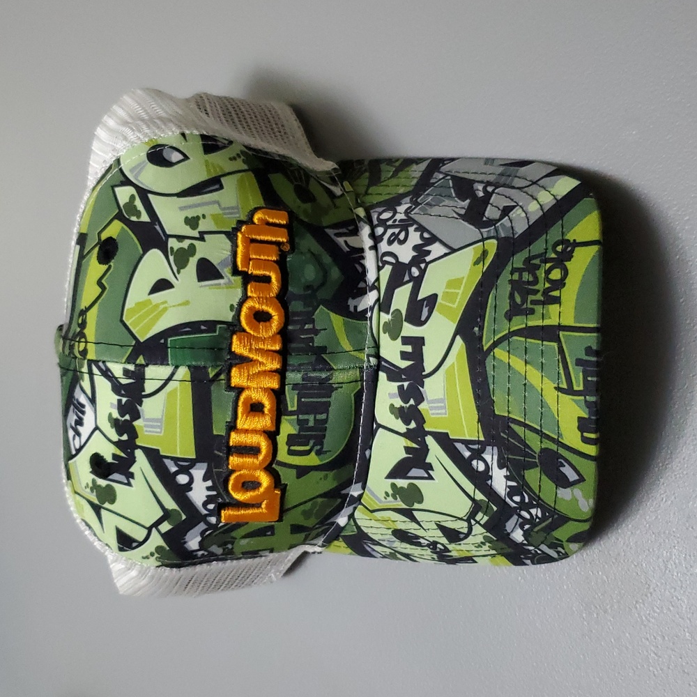 Loudmouth Trucker Golf Hat Grafitti Design Snapback Green Orange